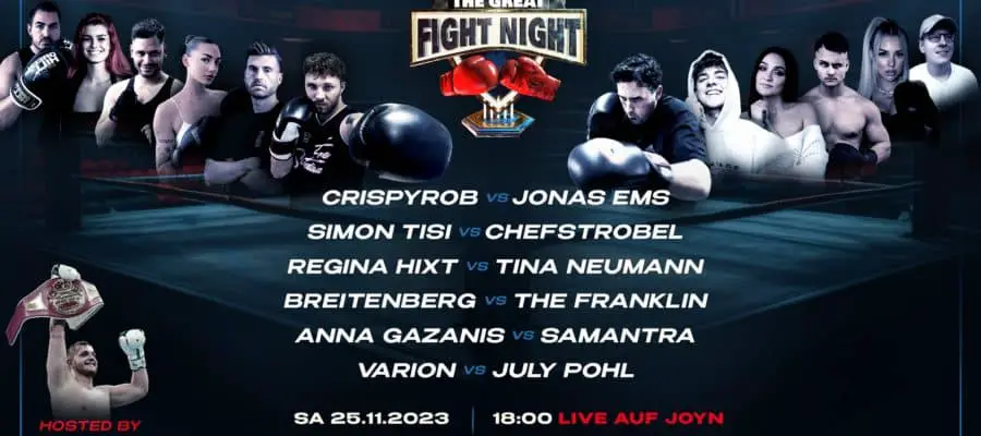The Great Fight Night II, am 25.11.2023 auf Joyn mit Trymacs und vielen weiteren